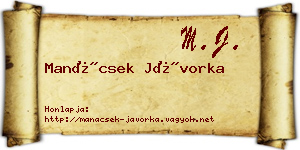 Manácsek Jávorka névjegykártya